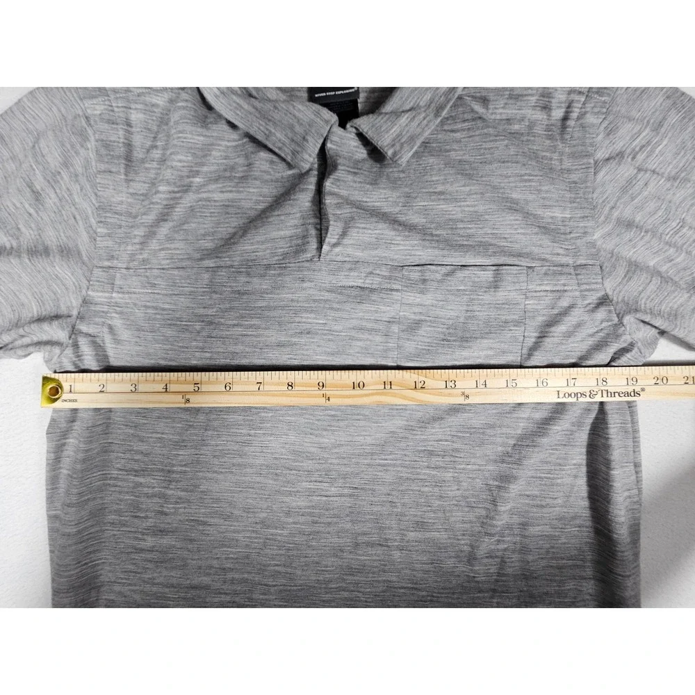 The North Face Mens Merino Wool Blend Polo Shirt Grey Short Sleeve ARNX Large‎ - Picture 4 of 10